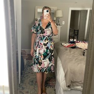 Halogen wrap dress in a floral pattern